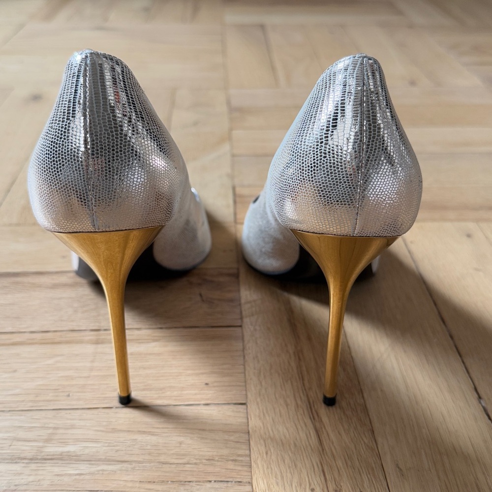 Balmain Ruby Snake Effect Leather Pumps - Silver … - image 5